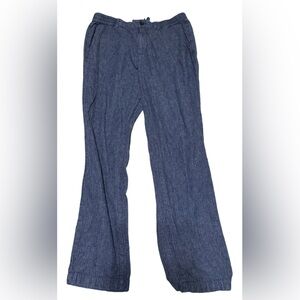 Blue linen blend pants